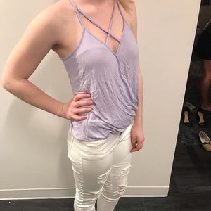 Lavender criss cross tank top